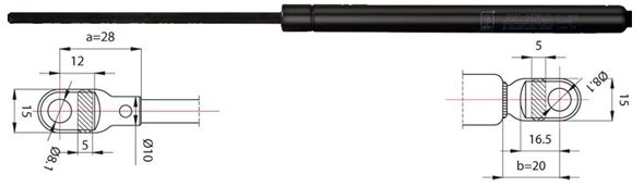 Plynová vzpera, kapota motora METZGER